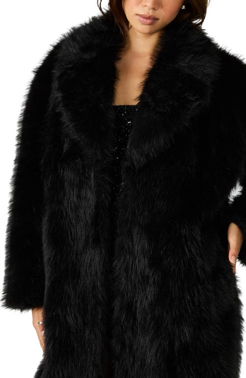 Steve Madden Larkin Faux Fur Coat In Black