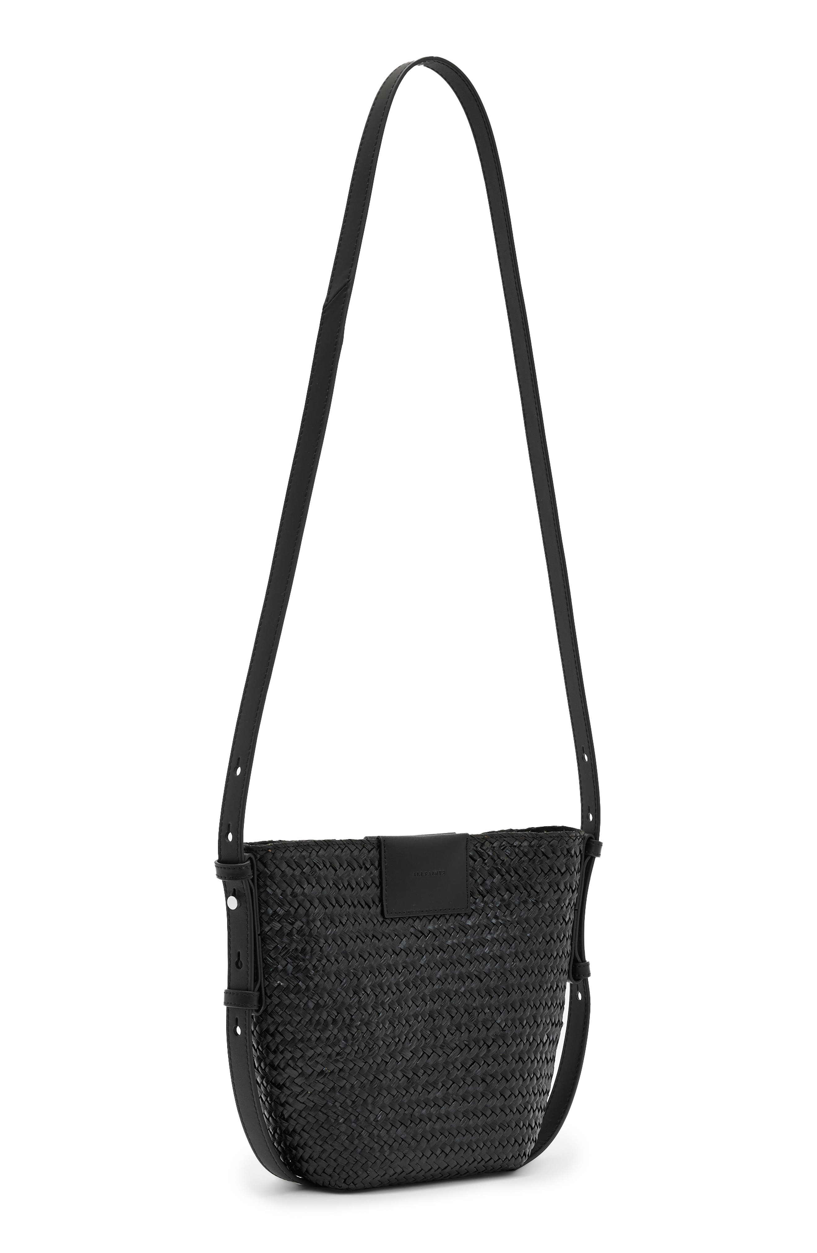 Ebro Straw Crossbody Bag, Alternate, color, BLACK