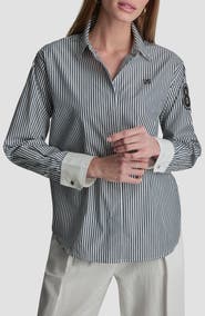 DKNY Stripe Logo Button-Up Shirt