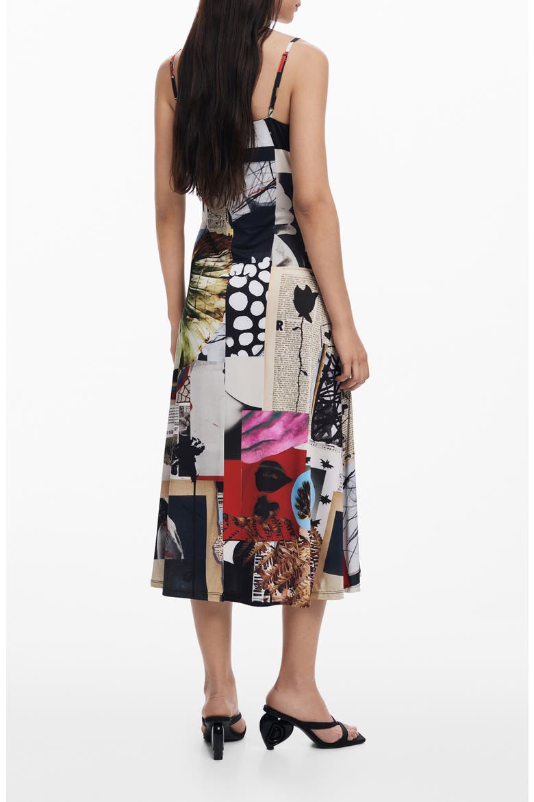 Mix Print Midi Dress, Alternate, color, WHITE MULTI