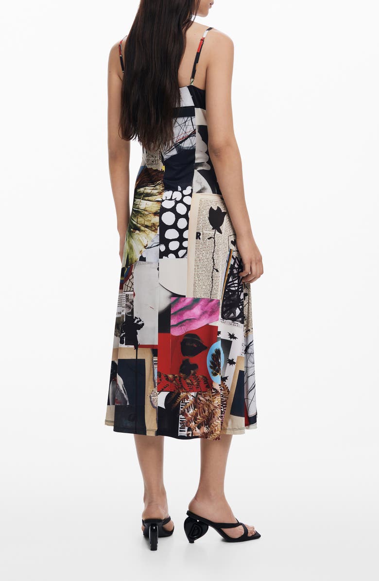 Desigual Mix Print Midi Dress, Alternate, color, White Multi