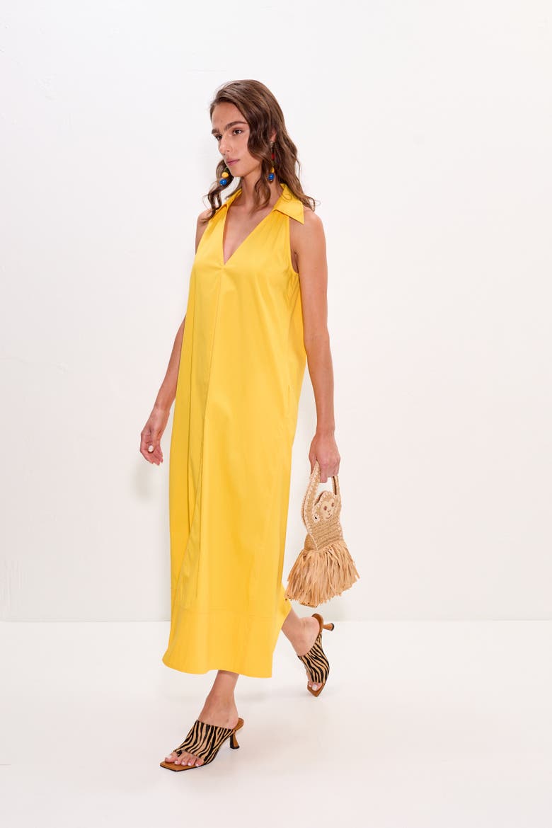 Nava Poplin Midi Dress, Alternate, color, Sungold