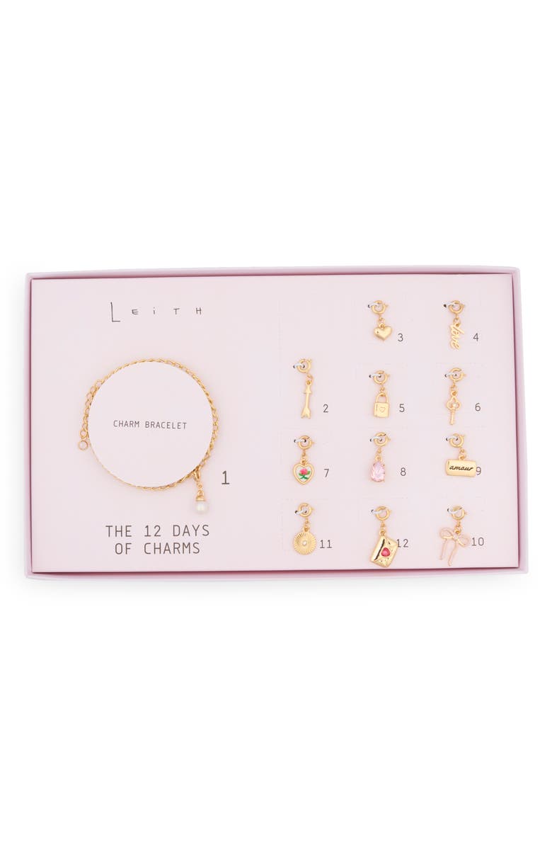 Leith The 12 Days of Charms Advent Calendar Bracelet Set, Alternate, color, Love- Pink Multi- Gold
