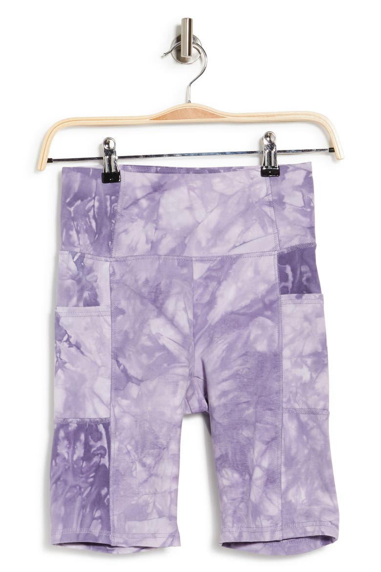Bambie Marbled High Waisted Biker Shorts, Alternate, color, HERON TIE DYE MARBLE