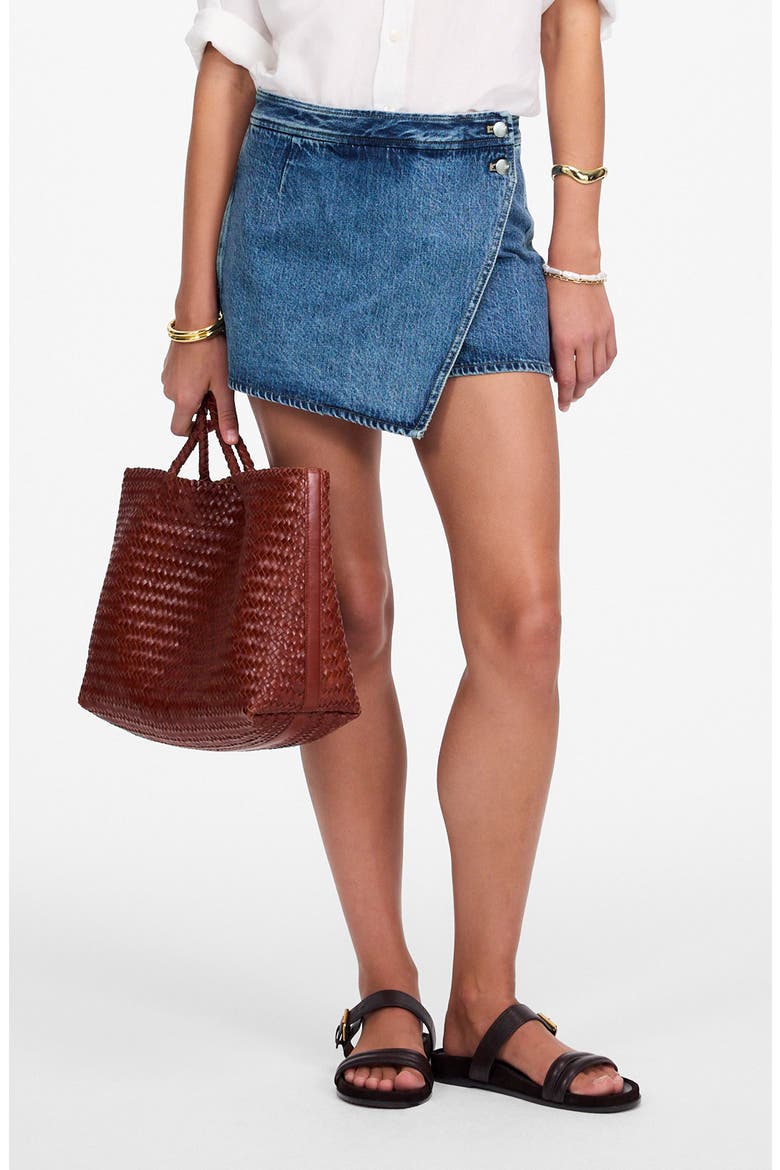 Denim Micro Mini Wrap Skort, Main, color, NORTHAM WASH