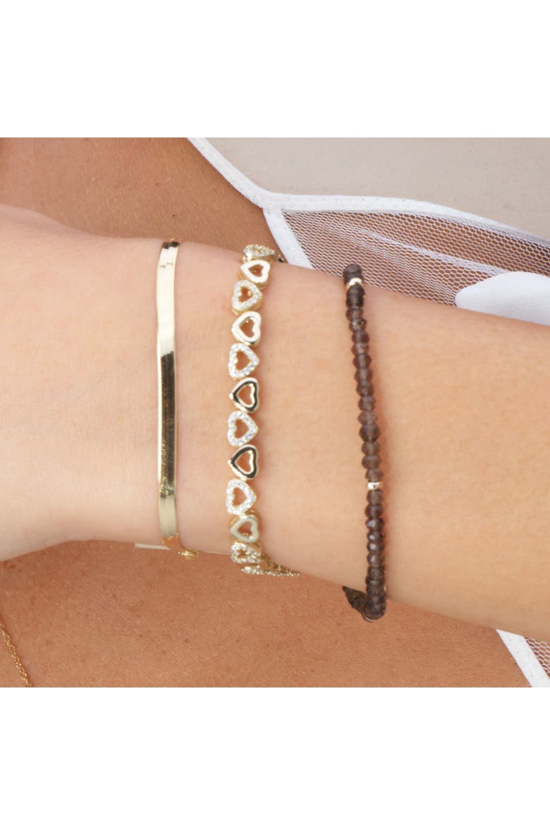 CZ Alternating Heart Bracelet, Alternate, color, Gold-Plated Sterling Silver