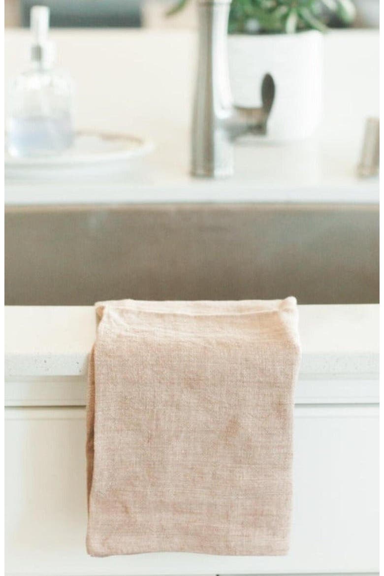 Stone Washed Linen Tea Towel, Alternate, color, Blush