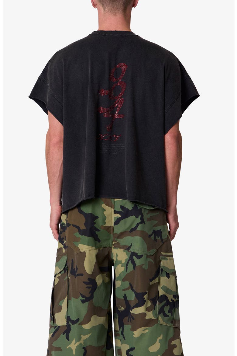 Skull Distressed Graphic Cutoff T-Shirt, Alternate, color, WASHED BLACK