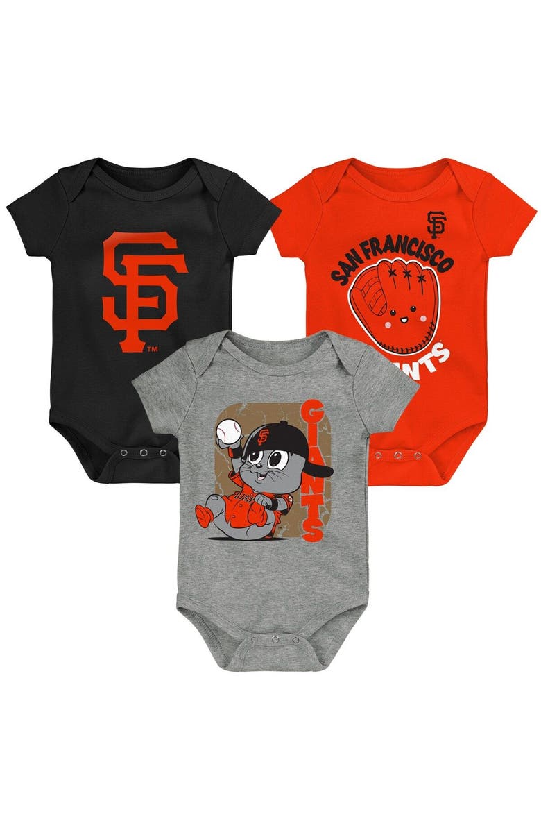 Outerstuff Newborn & Infant Black/Orange/Gray San Francisco Giants Change Up 3-Pack Bodysuit Set, Alternate, color, 
