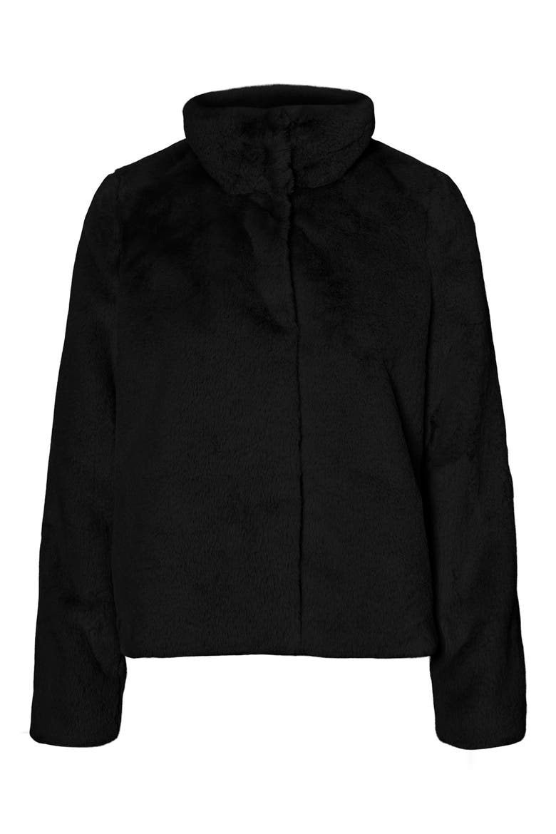 Thea Faux Fur Jacket, Alternate, color, BLACK