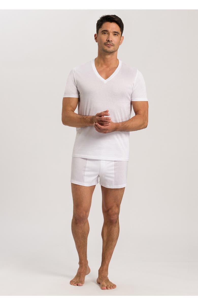 Hanro Cotton Sporty V-Neck Cotton T-Shirt, Alternate, color, White