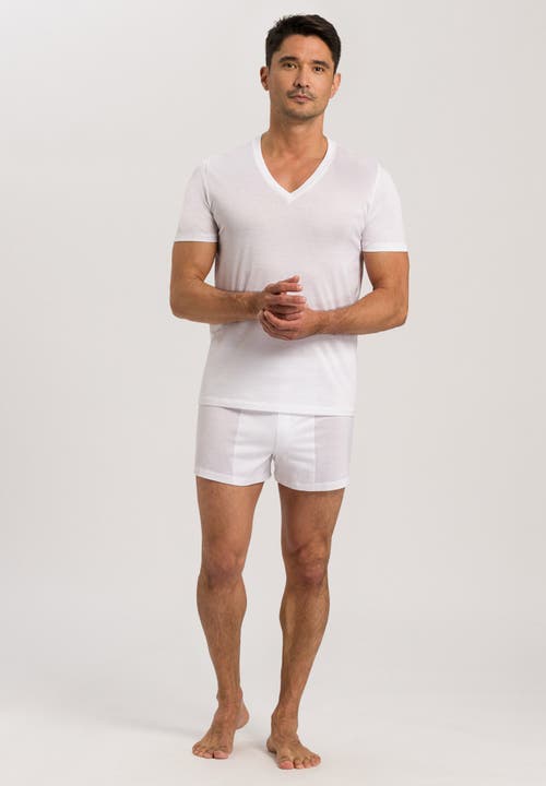Hanro Cotton Pure V-neck T-shirt In White