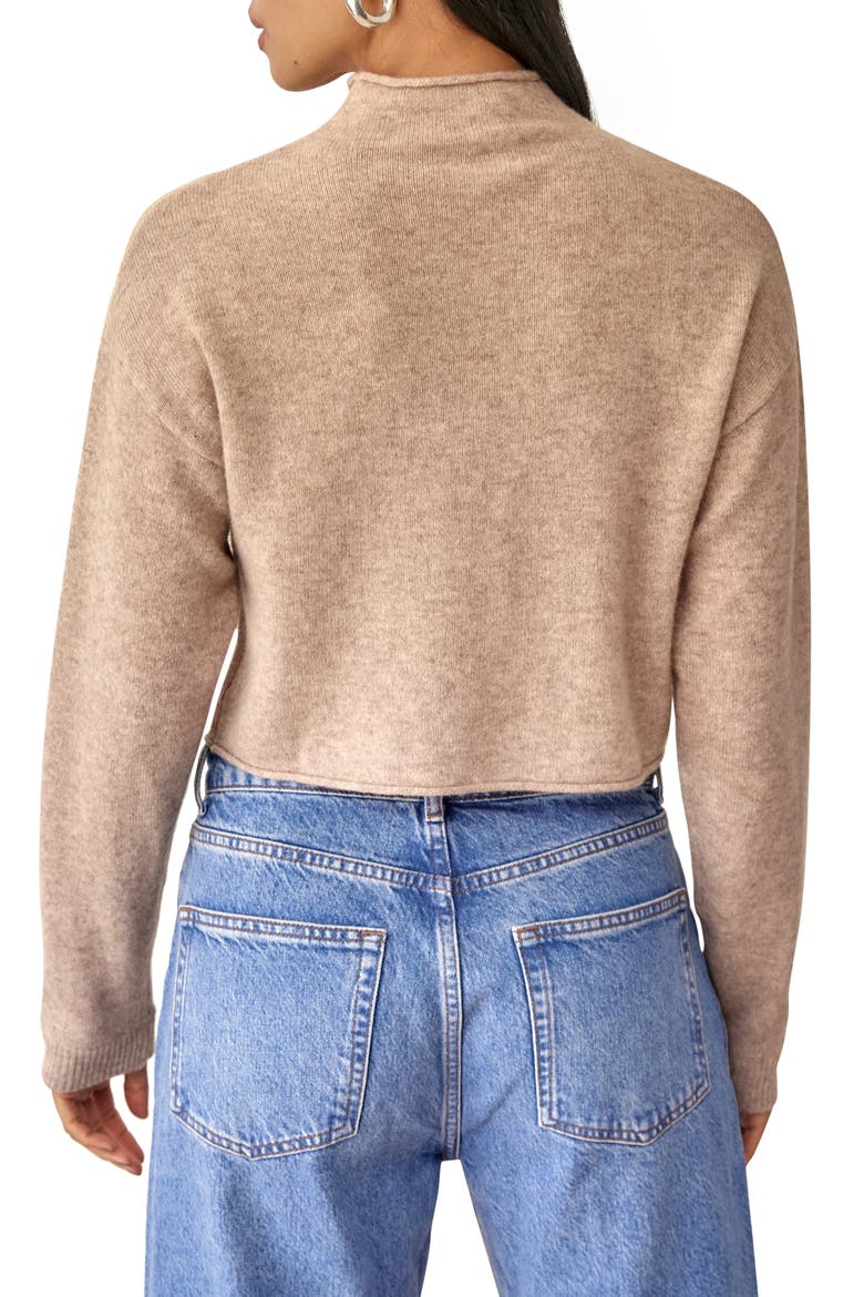 Recycled Cashmere Blend Crop Roll Neck Sweater, Alternate, color, OATMEAL