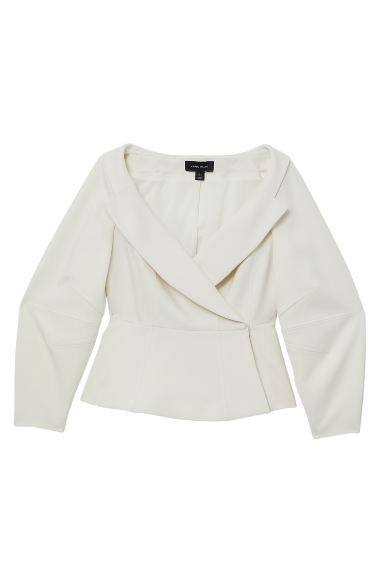Karen Millen Compact Peplum Tailored Jacket, Alternate, color, Ivory