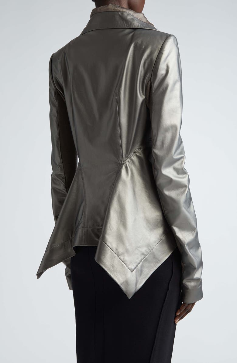 Rick Owens Naska Drape Metallic Lambskin Biker Jacket, Alternate, color,