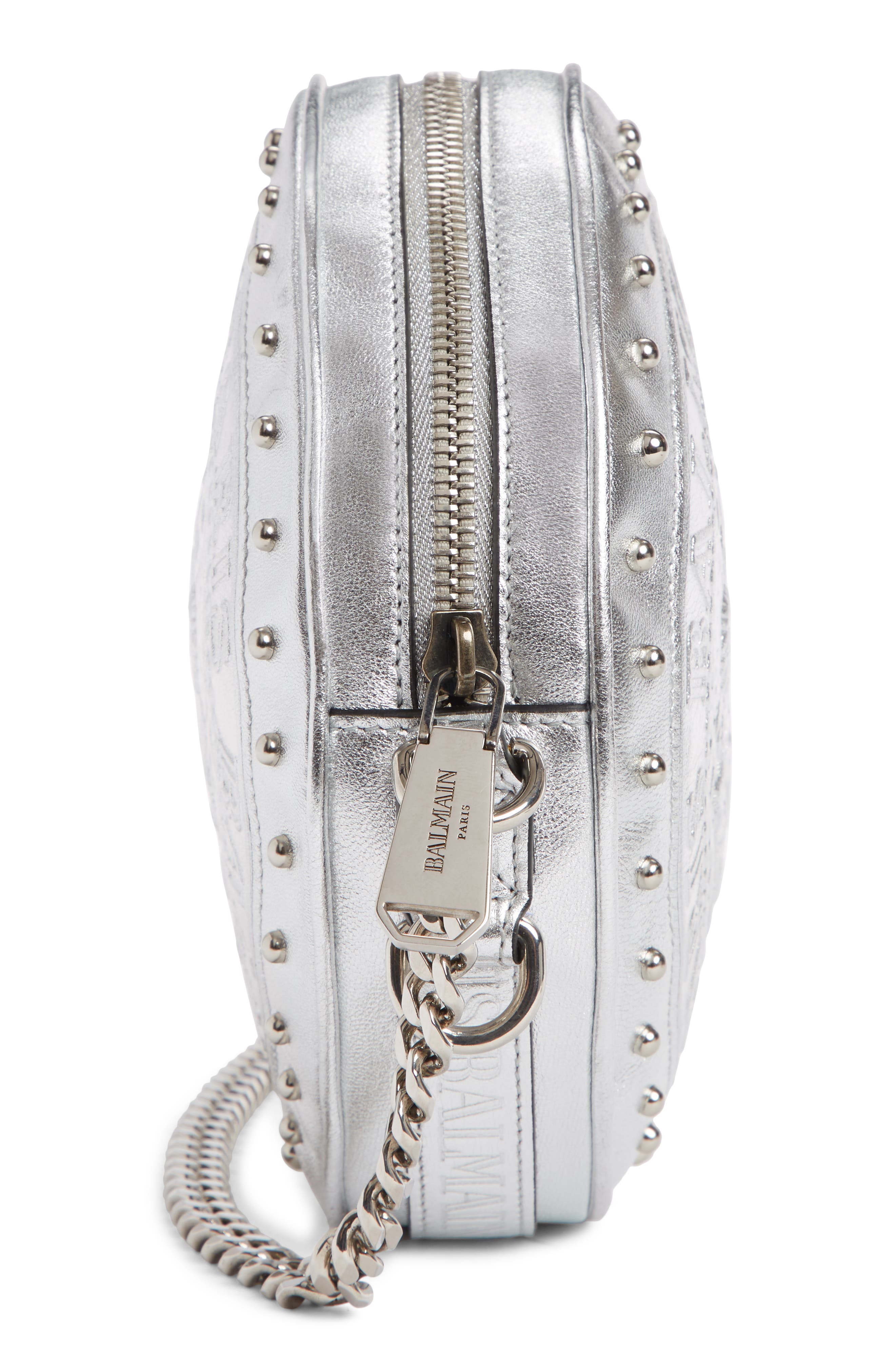 Balmain Renaissance Metallic Leather Crossbody Bag, Alternate, color, 