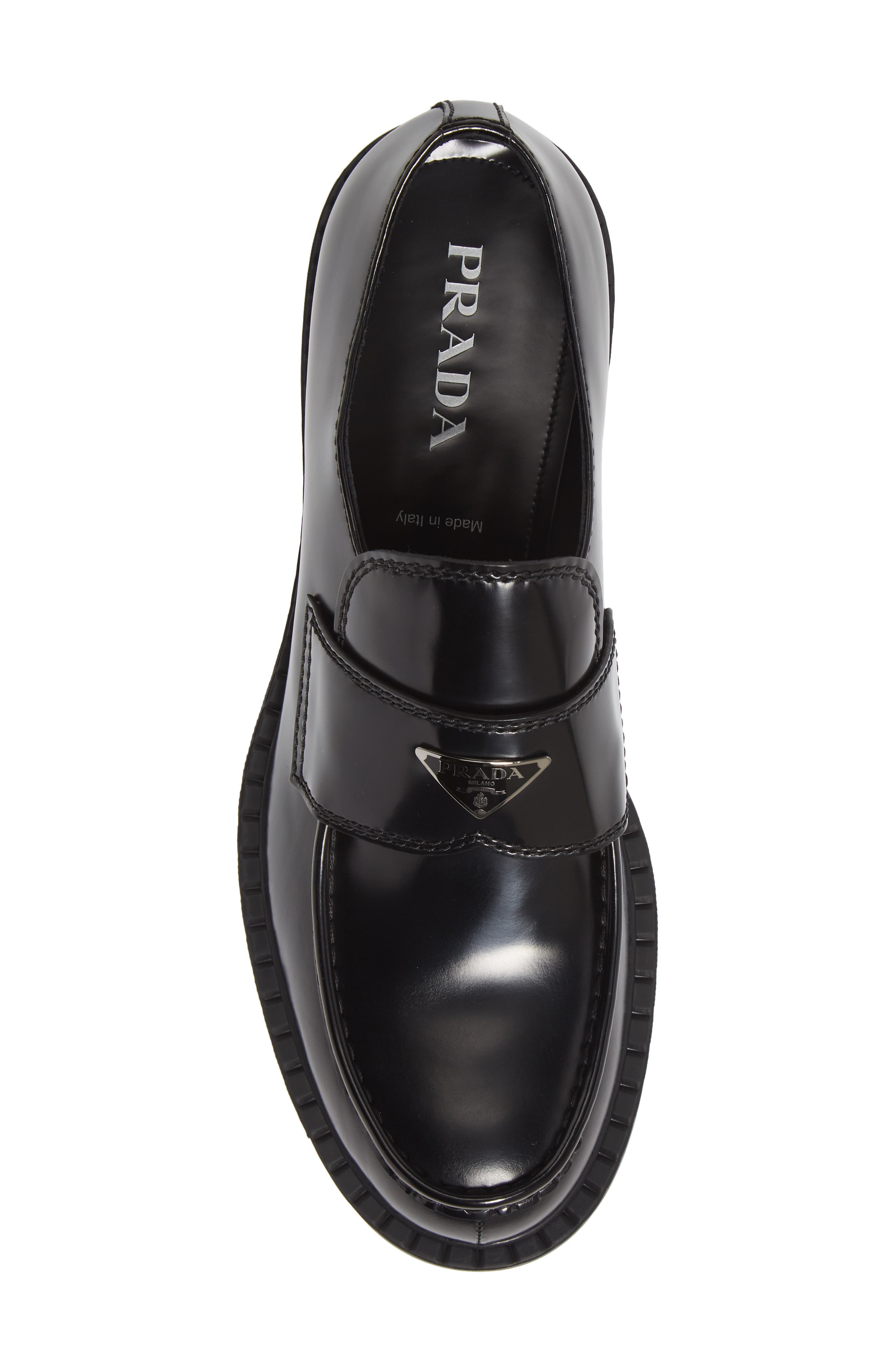 Prada Chocolate Loafer, Alternate, color, Black