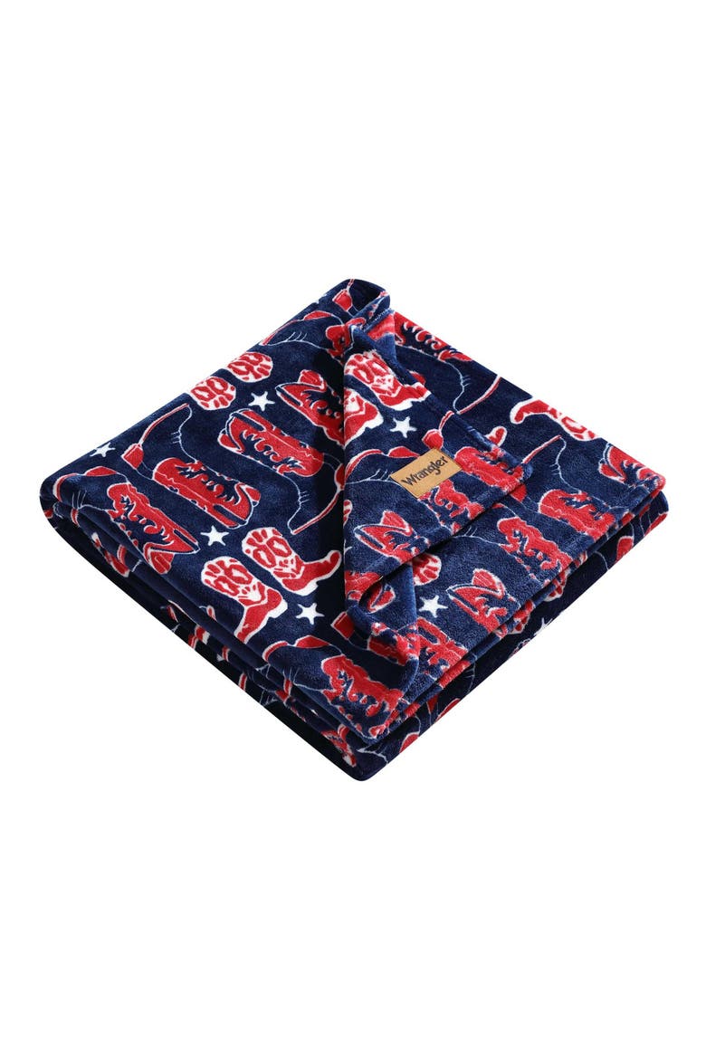 Knockin' Boots Ultrasoft Plush Throw, Main, color, DARK BLUE