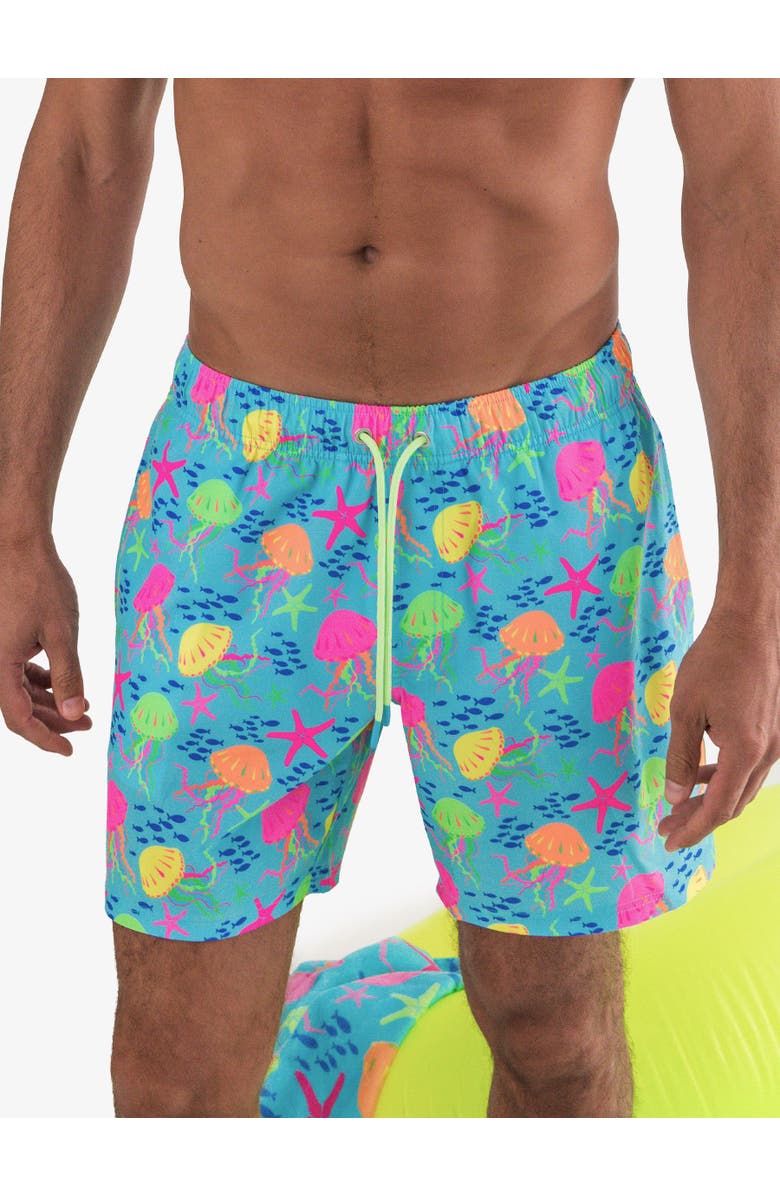 RuggedButts UPF50+ Sun Protected Men's Stretch Swim Trunks, Alternate, color, Neon Jelly Time