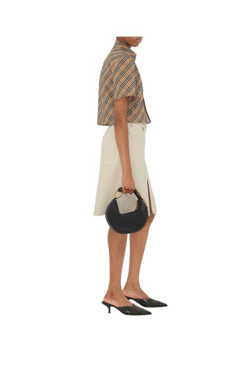 Burberry Cropped Check Cotton Shirt In Brown