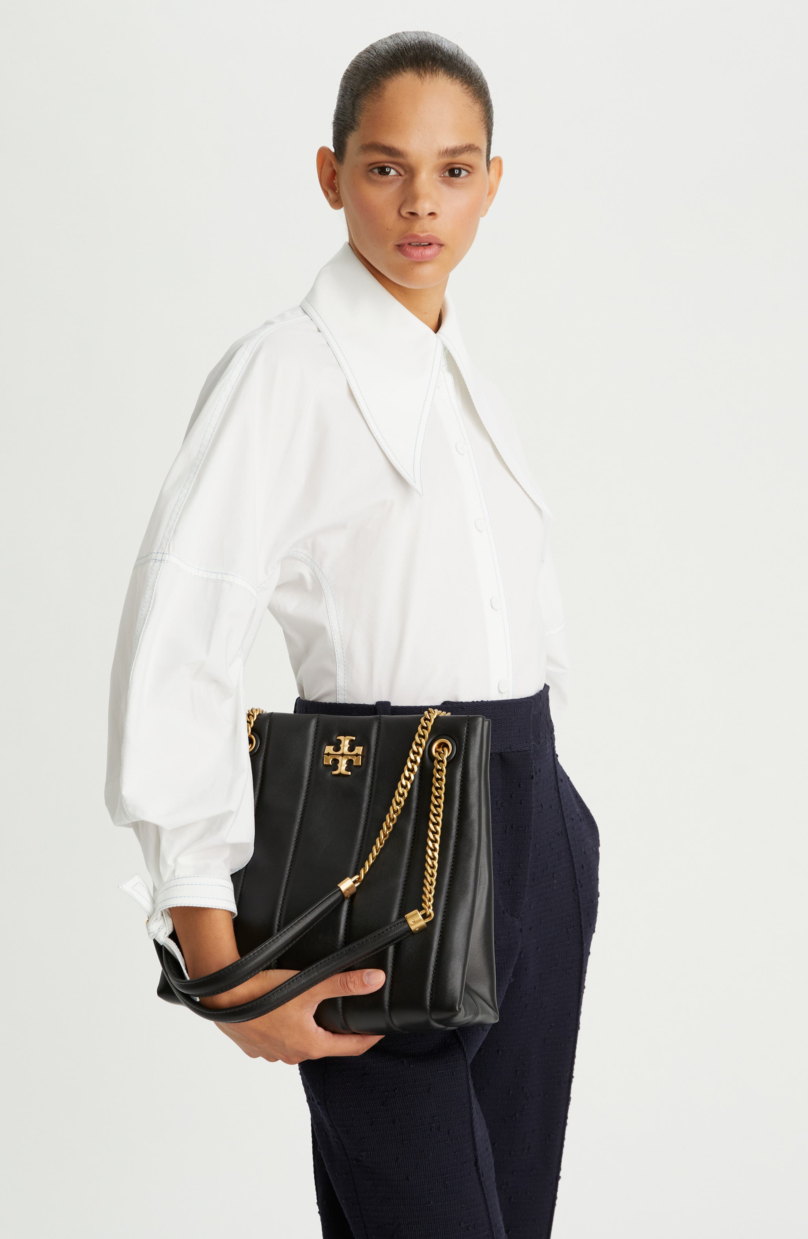 Tory Burch Kira Quilted Leather Tote, Alternate, color, 