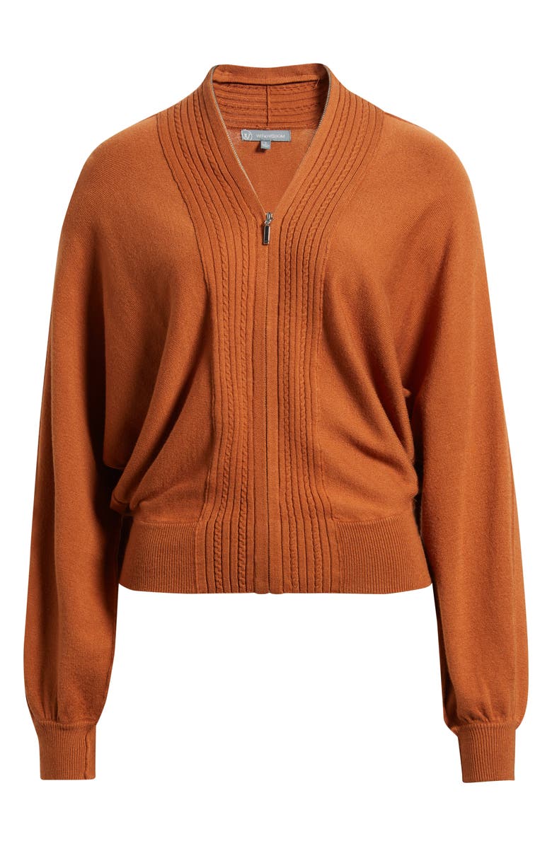 Wit & Wisdom Dolman Sleeve Zip Cardigan, Alternate, color, Roasted Carrot