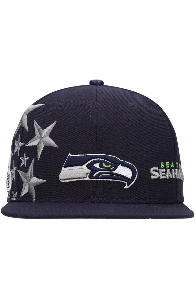 PRO STANDARD Men's Pro Standard Seattle Seahawks Navy Stars Snapback Hat, Alternate, color, 