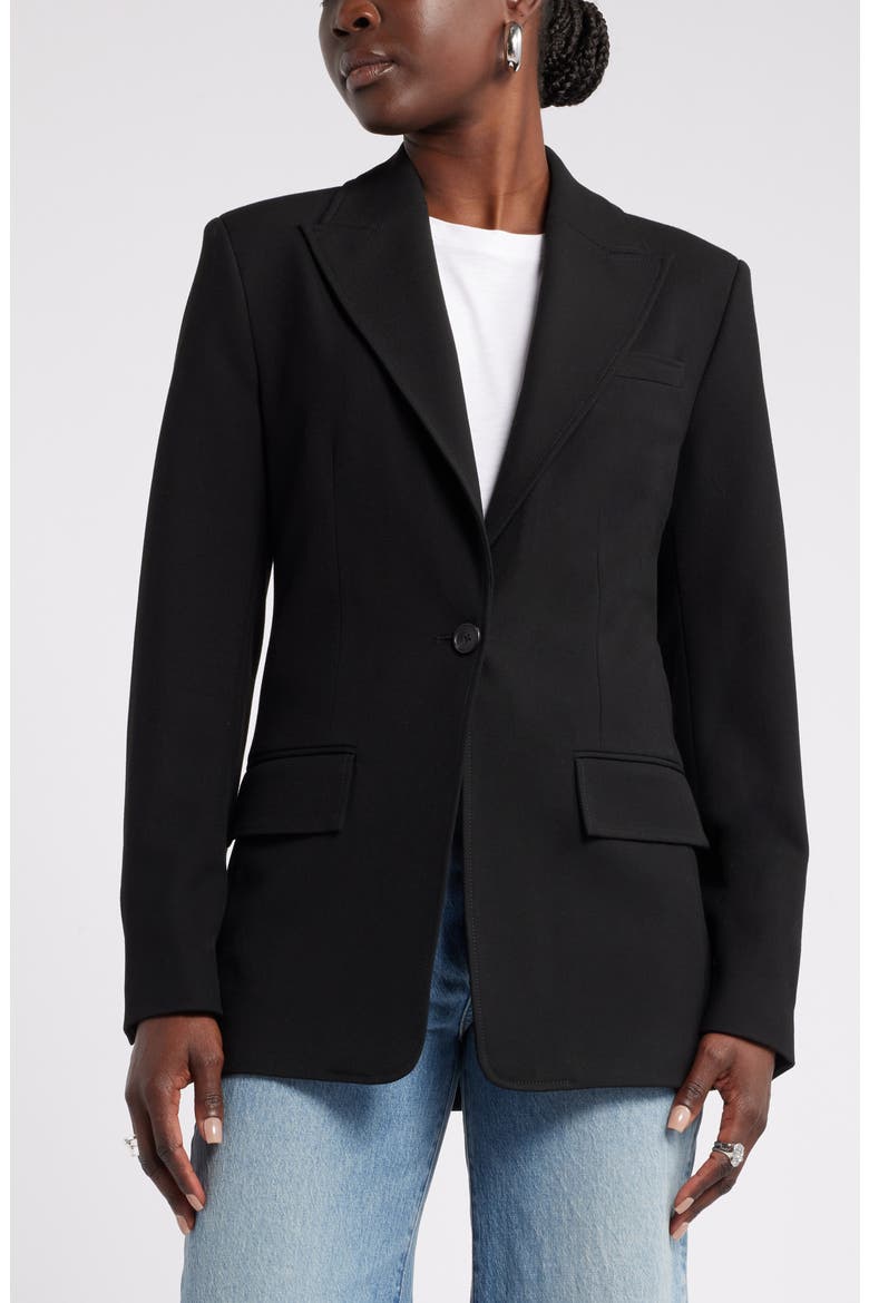 One-Button Blazer, Alternate, color, BLACK