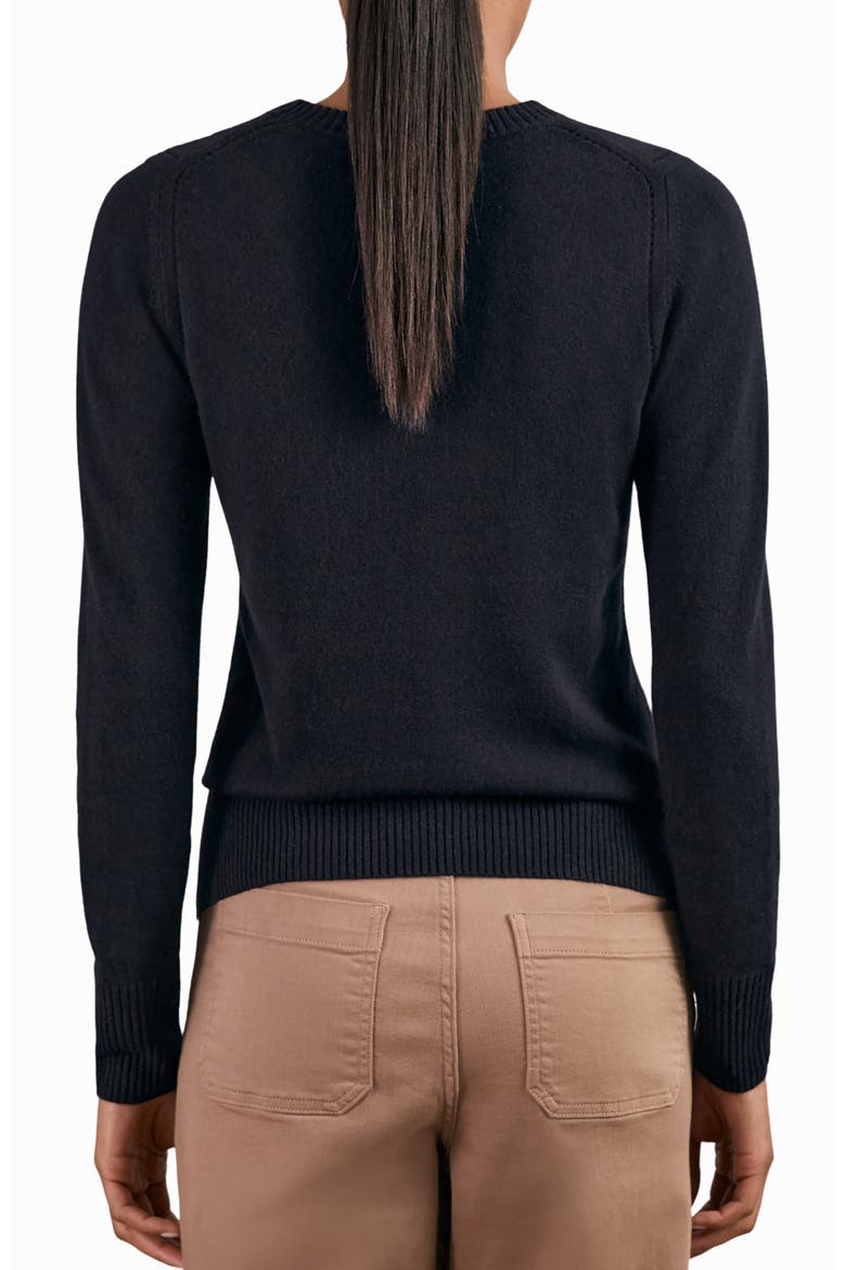 Anya Pointelle Accent Crewneck Sweater, Alternate, color, NAVY
