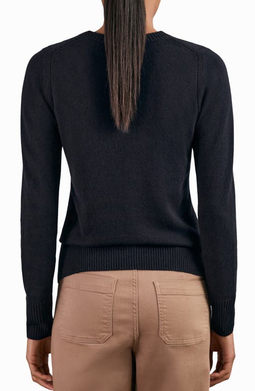 Reiss Anya Pointelle Accent Crewneck Sweater In Blue