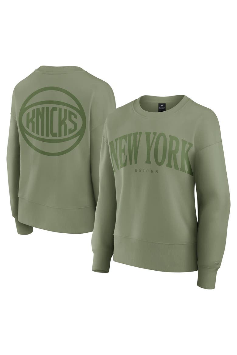 Women's Fanatics Olive New York Knicks Elements Flow Pullover Sweatshirt, Main, color, Olive