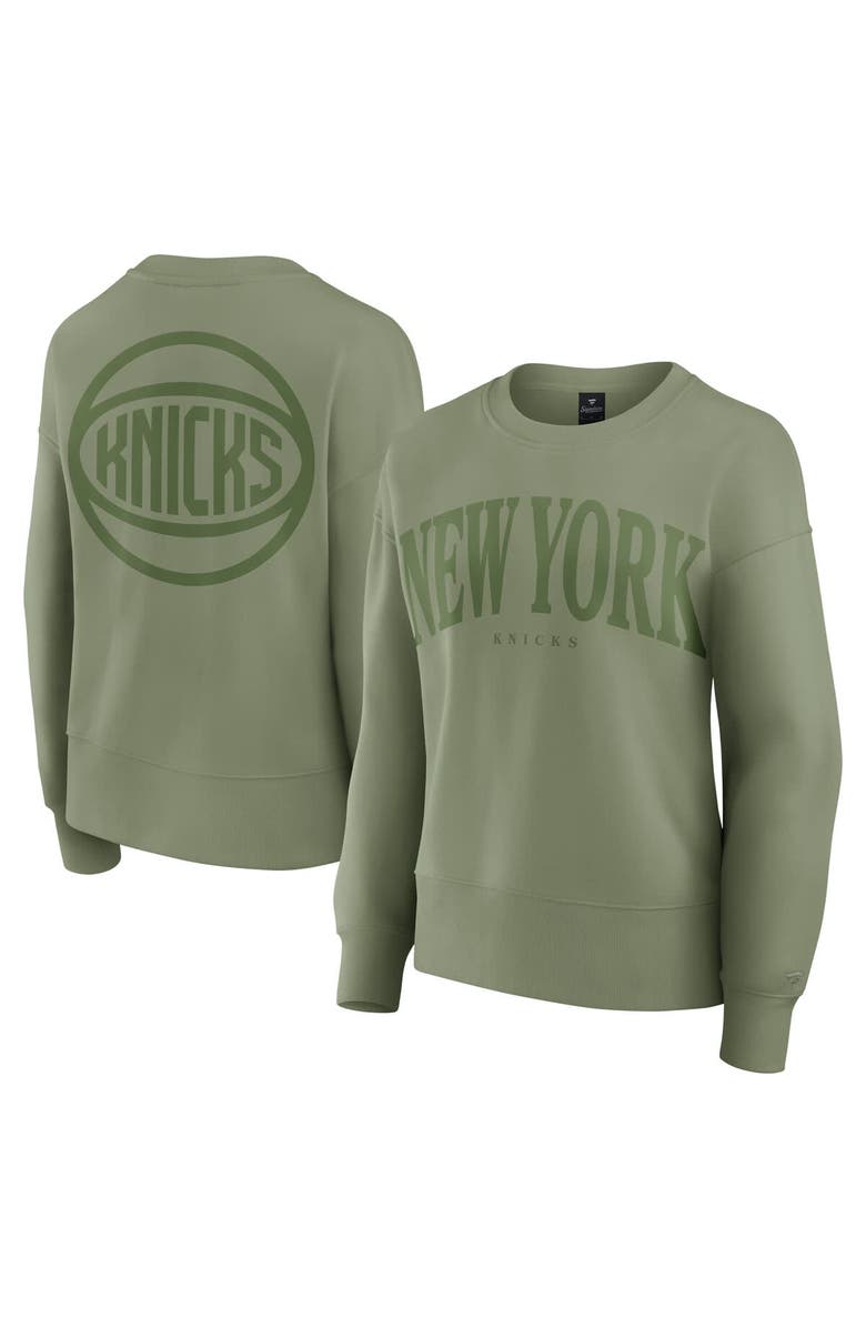 FANATICS Women's Fanatics Olive New York Knicks Elements Flow Pullover Sweatshirt, Main, color, Olive