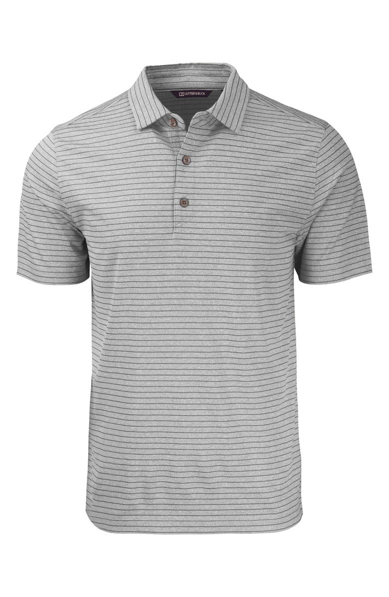 Cutter & Buck Forge Heather Stripe Recycled Blend Polo, Alternate, color, Elemental Grey Heather