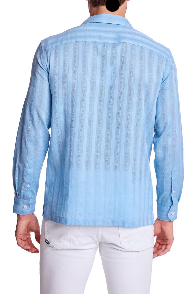 Parker Trim Fit Cotton Button-Up Shirt, Alternate, color, LIGHT BLUE DOBBY STRIPES