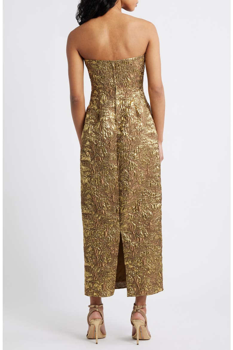 Kya Metallic Brocade Strapless Cocktail Dress, Alternate, color, GOLD