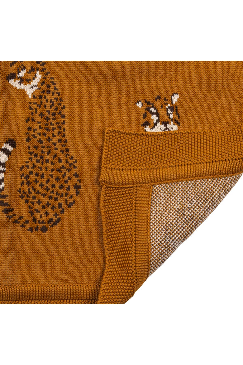 Cotton Knit Baby Blanket with Cheetahs, Mustard Color, Black and White, Alternate, color, Black