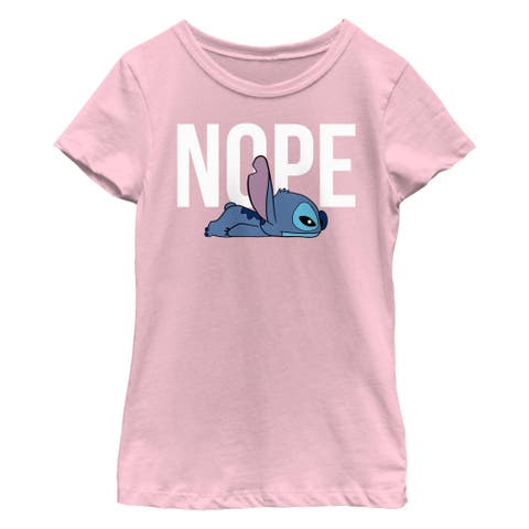 Girl's Lilo & Stitch Nope Tired Pose  Graphic T-Shirt