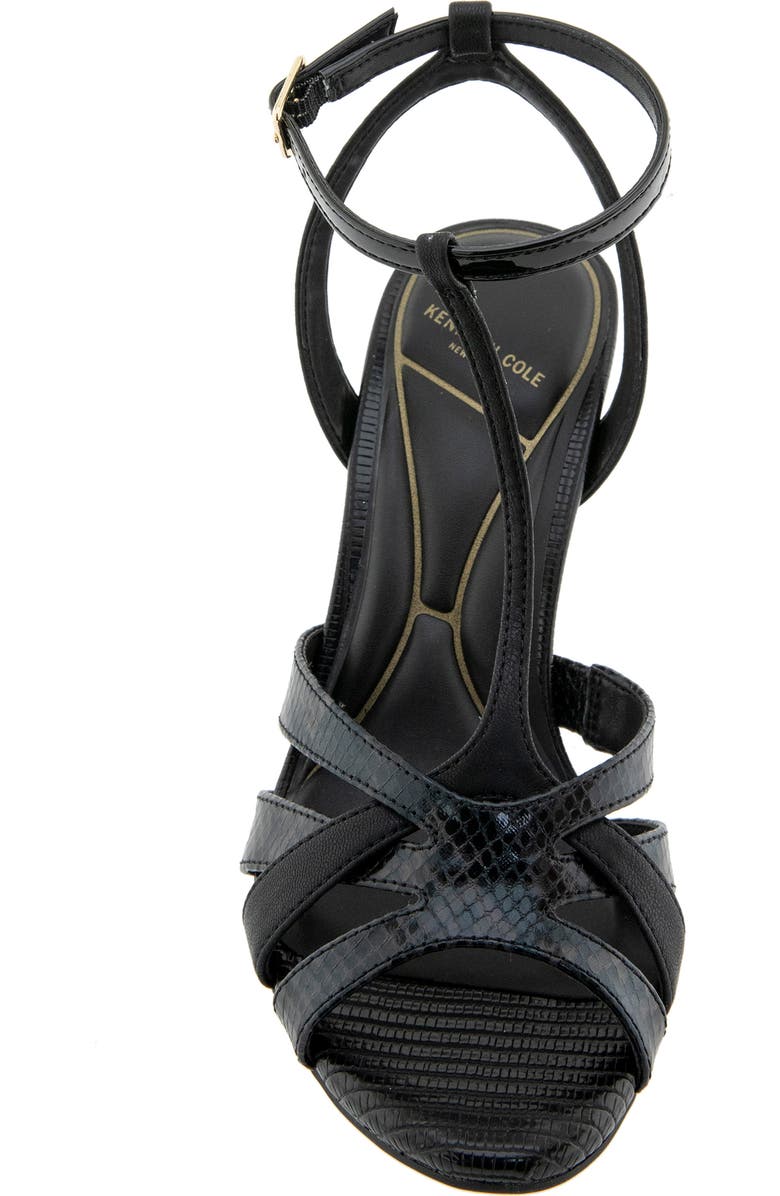 Kenneth Cole Liona Embossed T-Strap Sandal, Alternate, color, Black Postal Snake