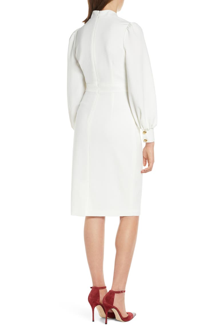 Button Shoulder Long Sleeve Dress, Alternate, color, IVORY