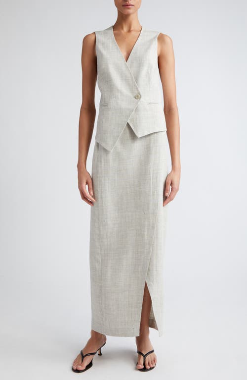 Rohe Overlap Asymmetric Slub Maxi Skirt In Stone Melange