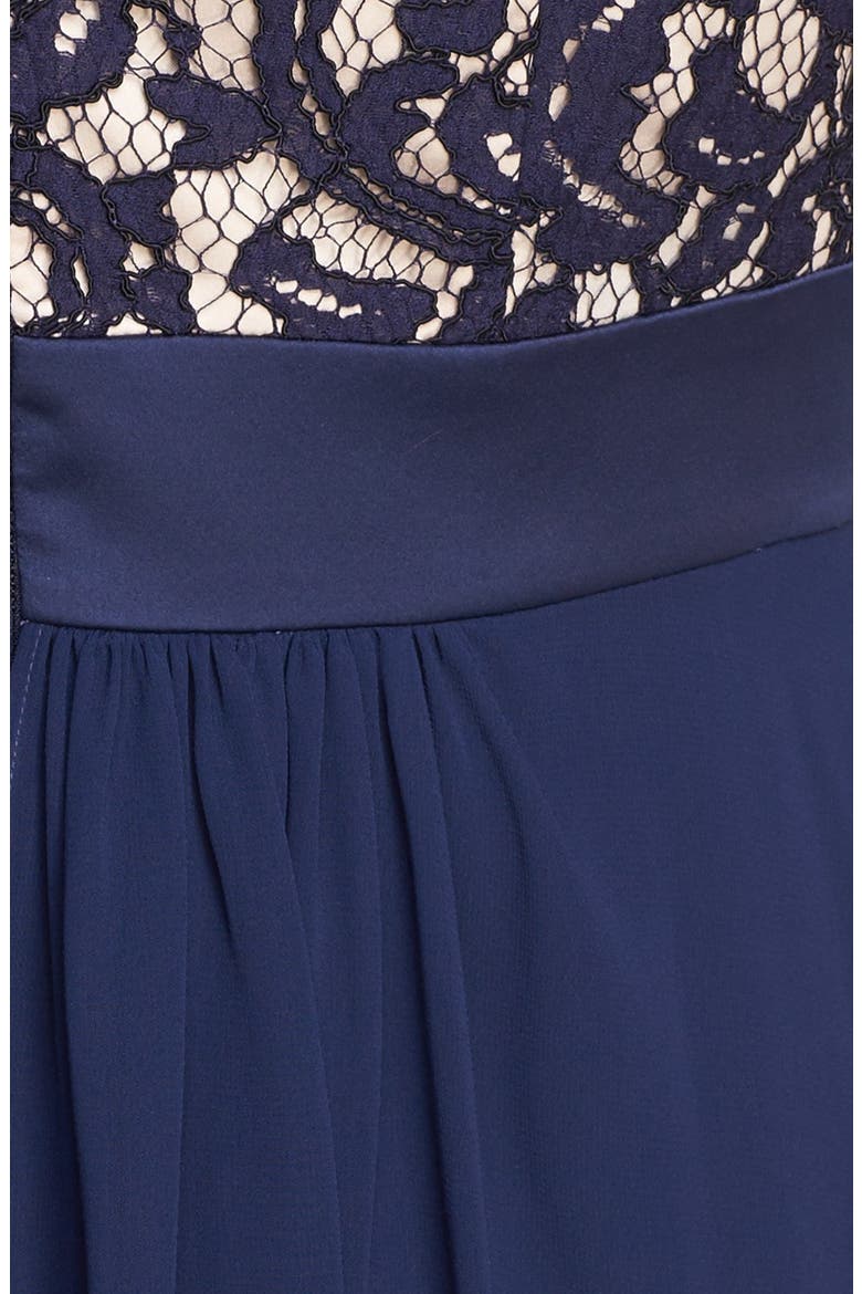 Lace & Chiffon Gown, Alternate, color, NAVY
