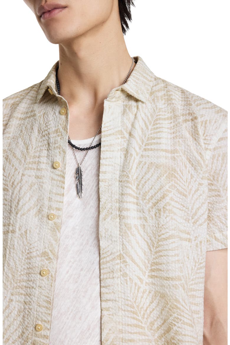 Loren Short Sleeve Cotton Seersucker Button-Up Shirt, Alternate, color, TERRA BROWN