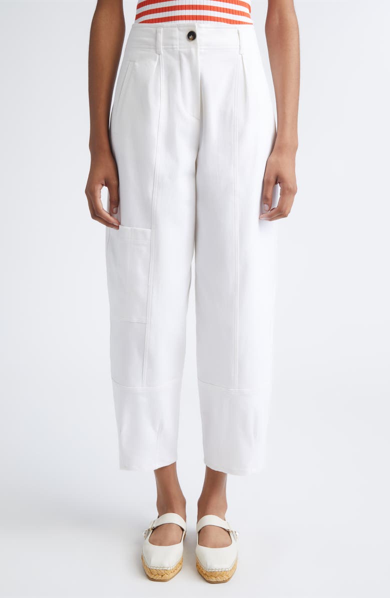 Max Mara Bautta Cotton Stretch Twill Cargo Ankle Pants, Main, color, Optical White