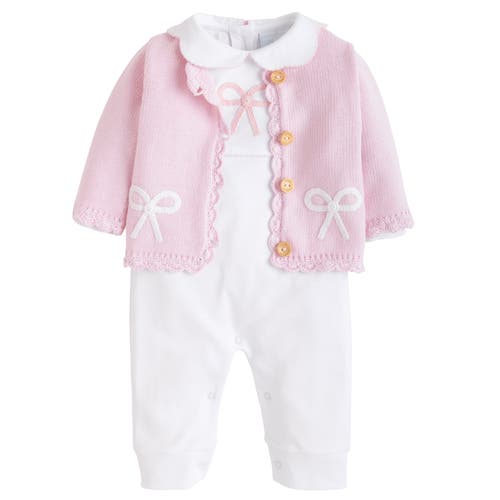 Little English Kids' Crochet Playsuit In Pink Bow