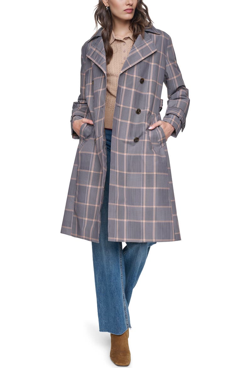 Plaid Double Breasted Trench Coat, Alternate, color, MULTI