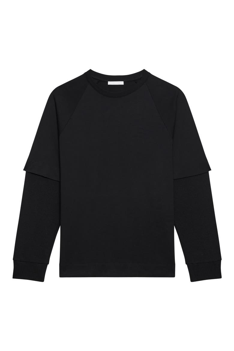 Double Layer Waffle Stitch Top, Alternate, color, BLACK