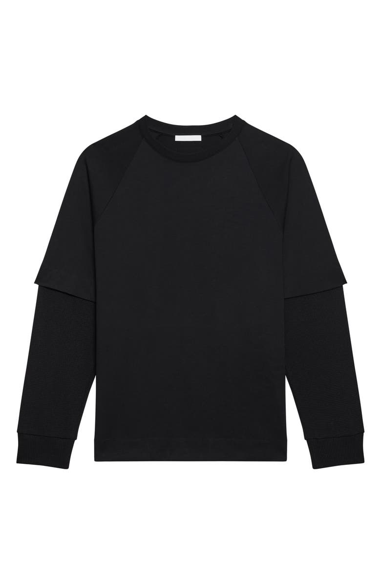 Helmut Lang Double Layer Waffle Stitch Top, Alternate, color, Black
