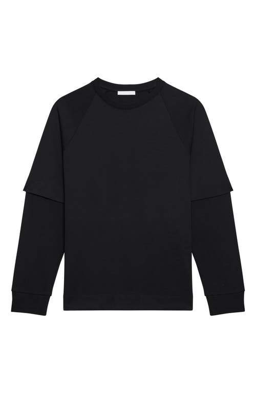 Helmut Lang Double Layer Waffle Stitch Top In Black