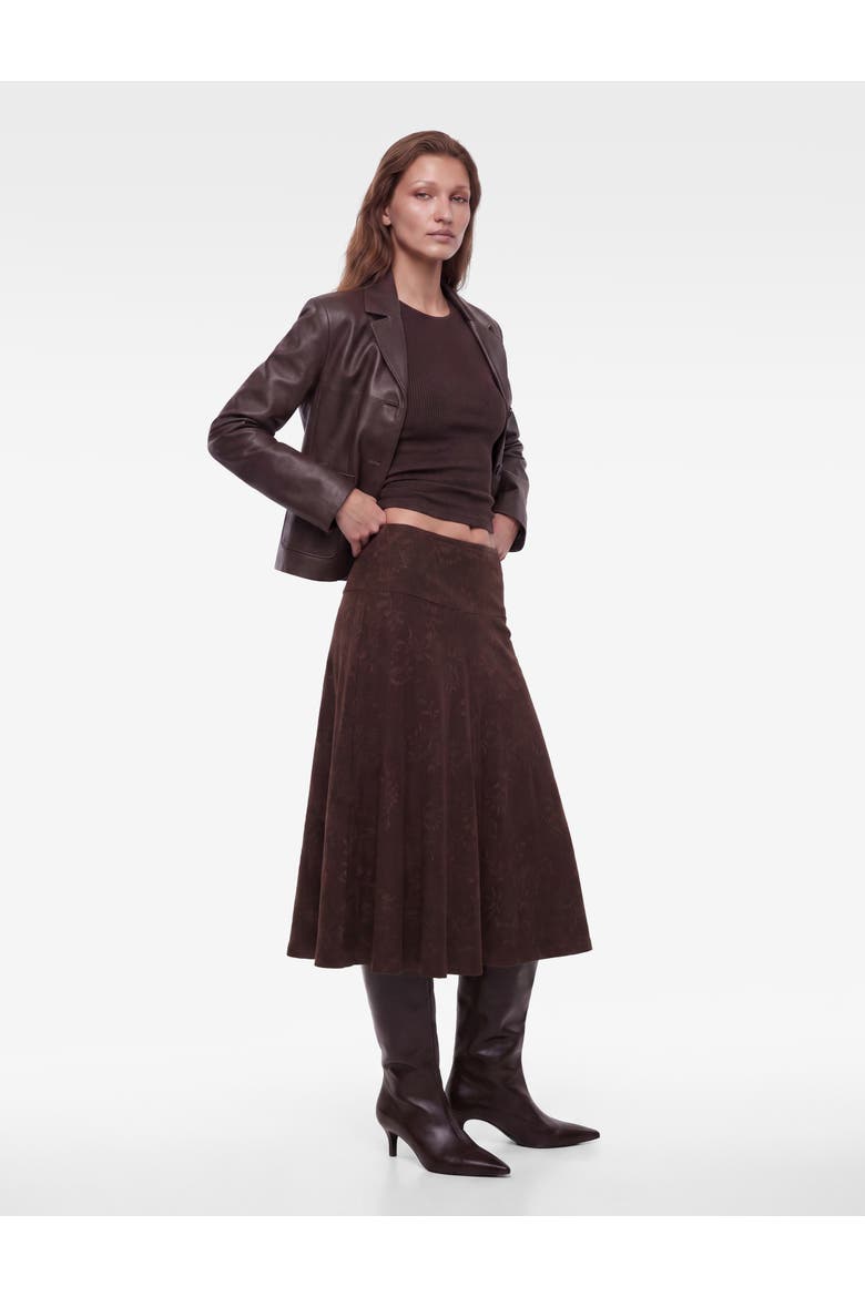Floral A-Line Midi Skirt, Alternate, color, BLACK