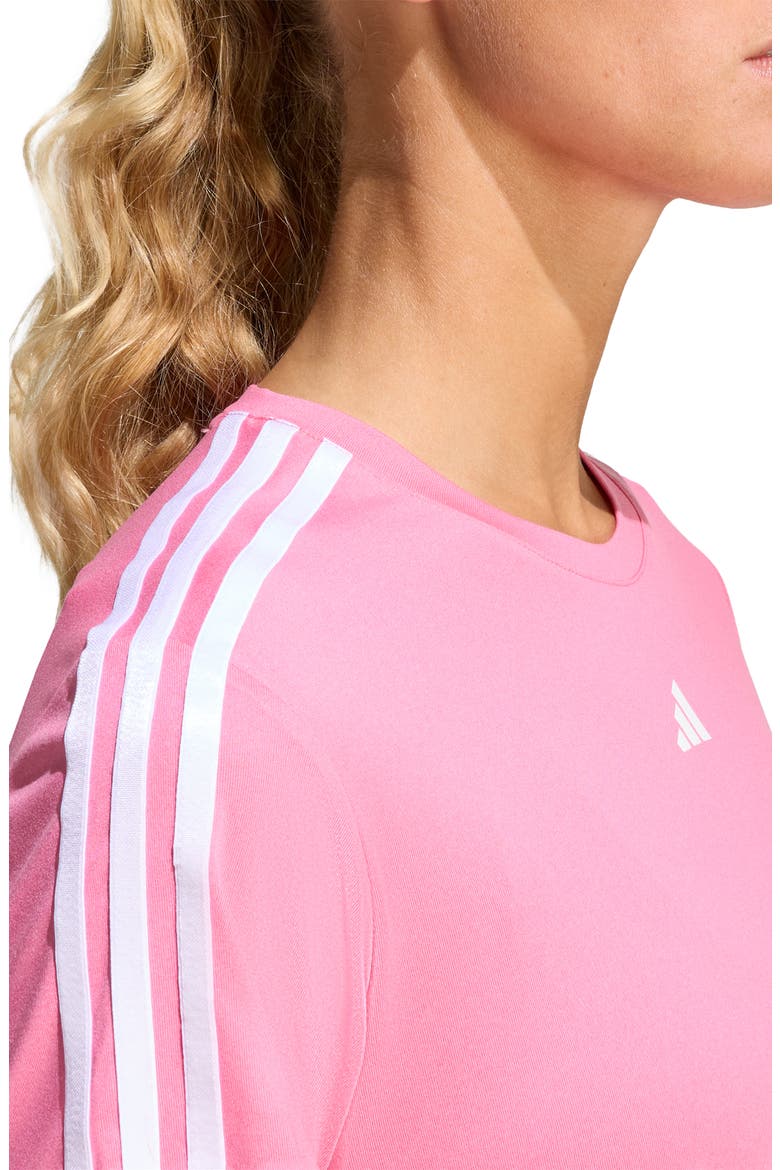 Essentials 3-Stripes Performance T-Shirt, Alternate, color, PINK FUSION